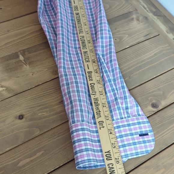 UNTUCKit Men's Pink and Blue Plaid Casual Button Down Shirt - Picture 8 of 12
